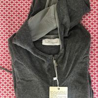 Cardigan grigio, lungo Intrend con zip, cappuccio