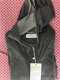Cardigan grigio, lungo Intrend con zip, cappuccio