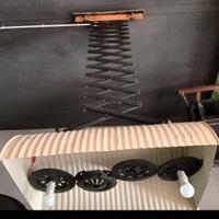 Lampadario pantografo legno stile industrial