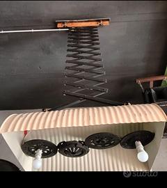 Lampadario pantografo legno stile industrial