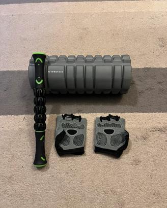 kit massaggio: foam roller  e bastone massagiatore