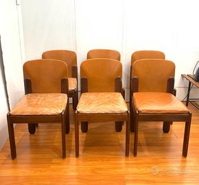 Gruppo di 6 sedie Silvio Coppola per Bernini