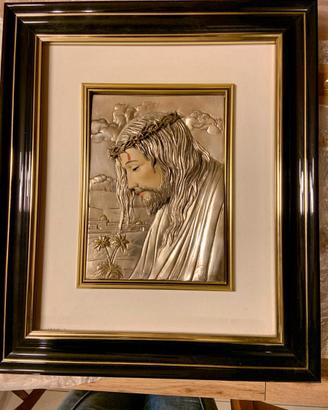 Quadro Sacro – Volto di Cristo in Argento 800/1000