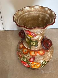 Anfora grande in terracotta con fiori anni ‘70