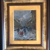 Dipinto olio su tavola G.Salvi “ prima neve su mil
