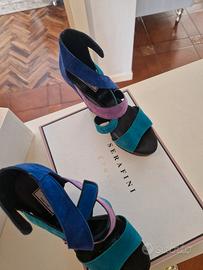 sandalo con zeppa 12 e rialzo 2 in vera pelle