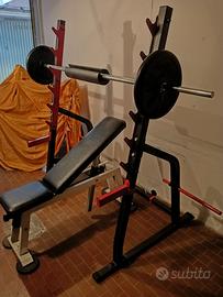 Homegym (rack,bilanciere, 116 kg...) completa!