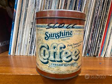 Barattolo in latta vintage sunshine brand coffee f