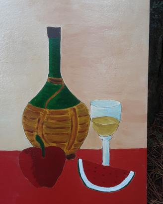 Quadro dipinto ad olio in legno 