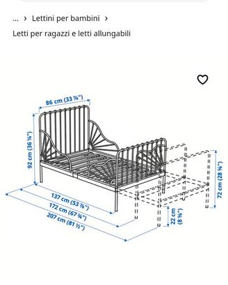 Letto bianco in ferro Ikea per bimbi
