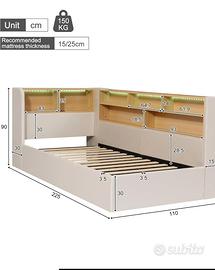 letto singolo con contenitore