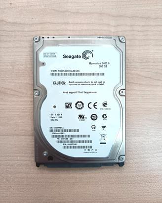 HDD Seagate da 2,5" da 500GB