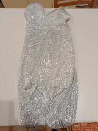vestito corto argento