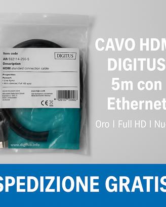 Cavo HDMI DIGITUS 5m | Full HD | Ethernet | Nuovo