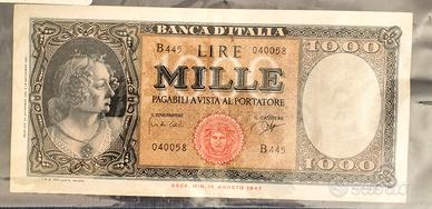 Banconota 1000 Lire emissione "Testina" del 1947 