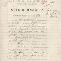 vecchi documenti  città di Voghera 1923