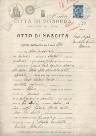 vecchi documenti  città di Voghera 1923