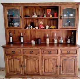 Credenza Cristalliera in legno stile rustico