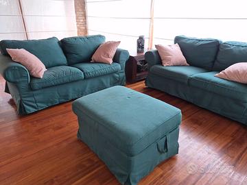 Coppia Divani 2 posti EKTORP Verdi + Puf.