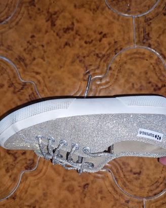 superga glitterate argento