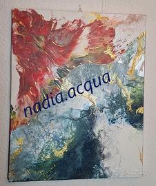 Quadro dipinto Fluid Art Pezzo Unico Nuovo