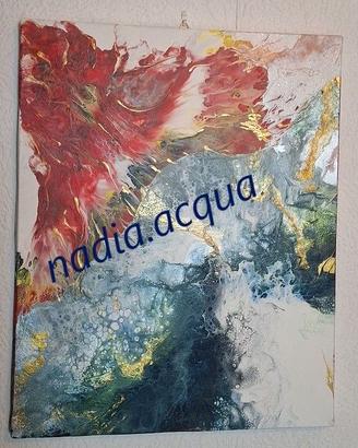 Quadro dipinto Fluid Art Pezzo Unico Nuovo