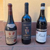 Lotto 3 bottiglie vino vintage – Barolo Brunello