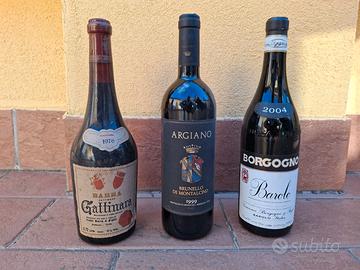 Lotto 3 bottiglie vino vintage – Barolo Brunello