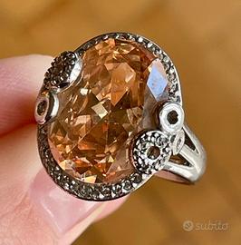 Anello cocktail vintage argento 925 grande pietra