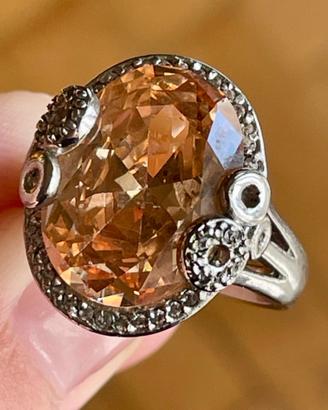 Anello cocktail vintage argento 925 grande pietra