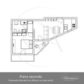 Bilocale con terrazze, garage e affaccio sul verde
