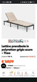 Lettino prendisole in polyrattan grigio scuro