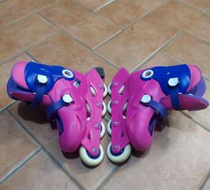 Roller bambina rosa, misura 30-32, 4 ruote e freno