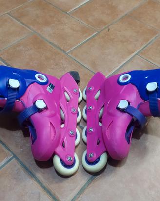 Roller bambina rosa, misura 30-32, 4 ruote e freno
