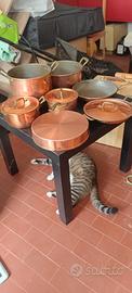 Batteria pentole in Rame antiche artigianali 