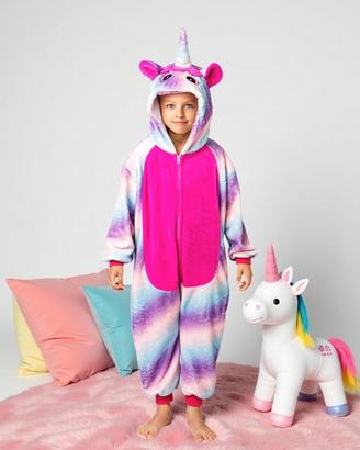 Nuovo Costume pigiama tutaunicorno 6 - 7 -  8 anni