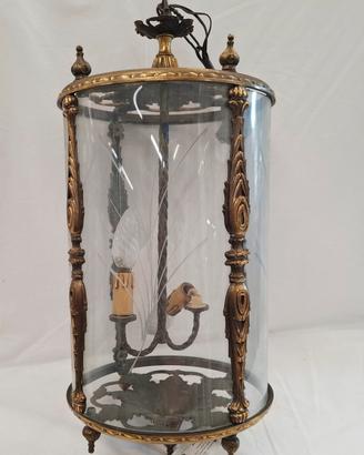 Lampadario bronzo e vetro vintage