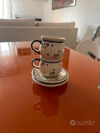 Set 2 tazzine caffè decorate a mano in Polonia