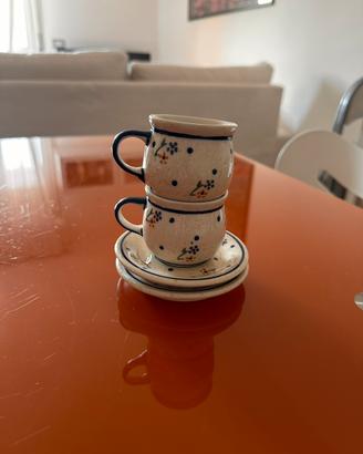 Set 2 tazzine caffè decorate a mano in Polonia