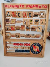 Gioco Alfabetiere pallottoliere in legno