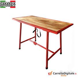 Tavolo lavoro pieghevole legno e acciaio Rosso