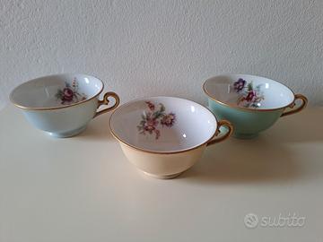 Set 3 tazze tè Richard Ginori anni 50 pastello