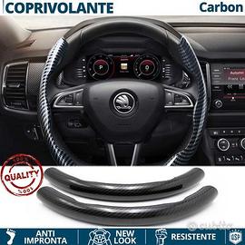 COPRIVOLANTE per SKODA Effetto FIBRA CARBONIO Nero