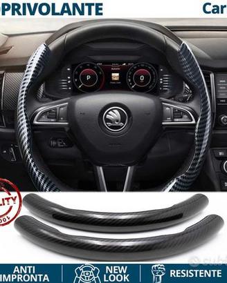 COPRIVOLANTE per SKODA Effetto FIBRA CARBONIO Nero