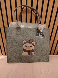 set plaid + borsina con orsetto