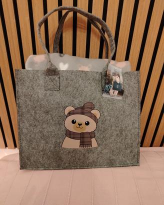 set plaid + borsina con orsetto