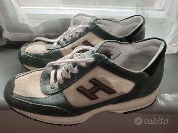 Hogan Interactive - Sneaker camoscio verde/beige -