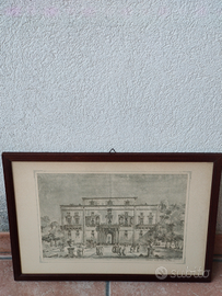 Stampa antica palazzo Ducale San Cesario di Lecce