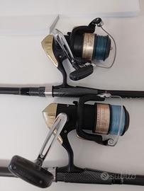 coppia canne da pesca a fondo con milinello