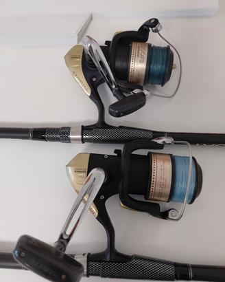 coppia canne da pesca a fondo con milinello